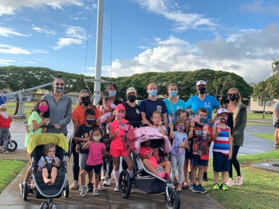 group of people at the never forget walk event