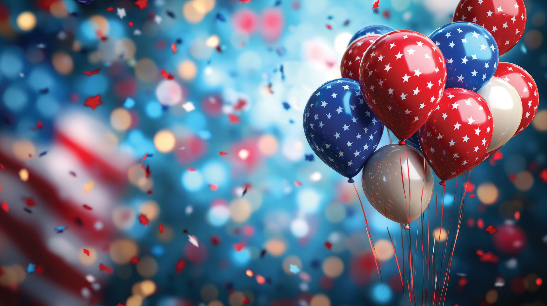 american red, white, and blue baloons