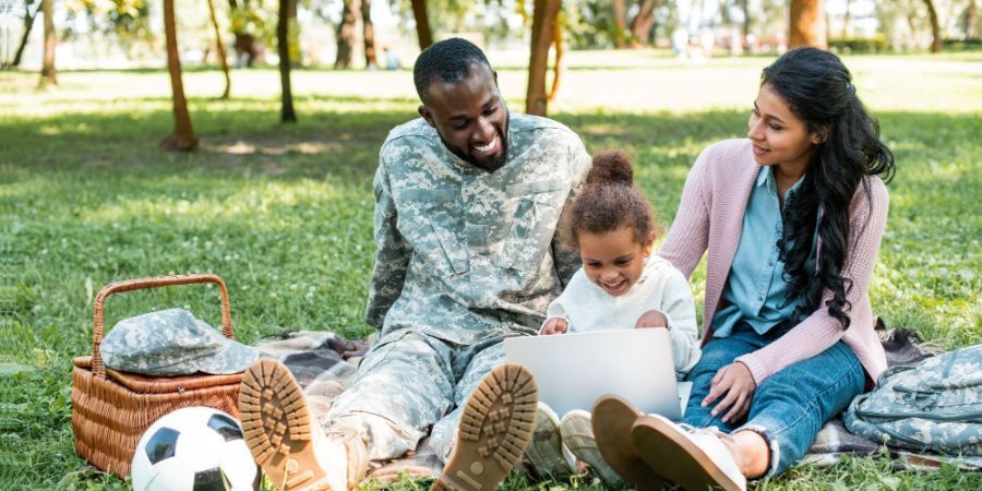military family having a picnic