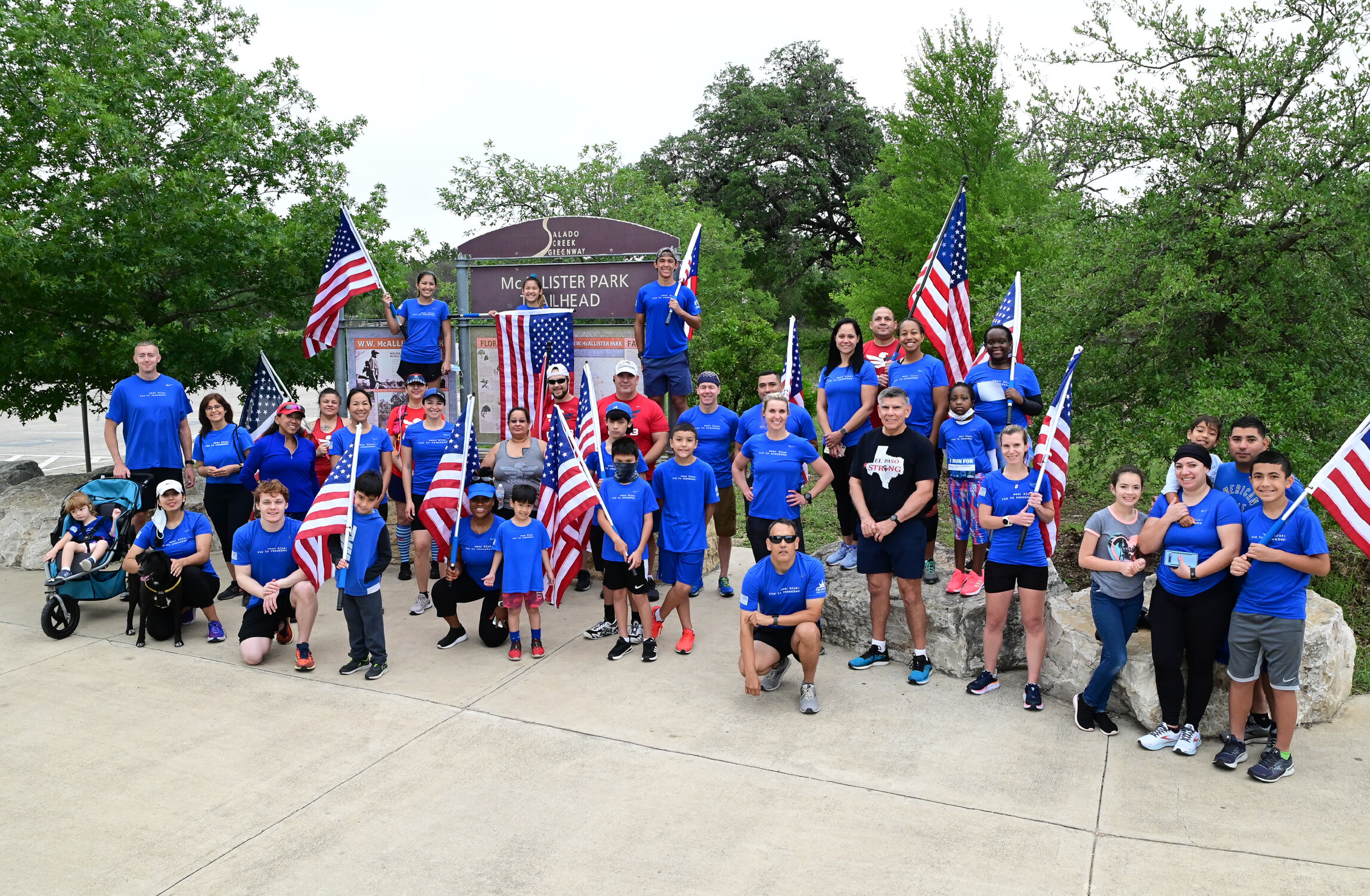 military families dresses in blue