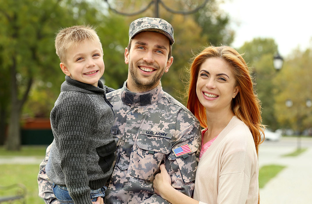 soldier with his family